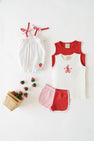 Rosey Romper - Worth Avenue White, Richmond Red and Pier Party Pink with Strawberry Applique