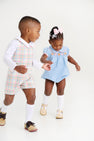 Mary Dal Bubble - Barrington Blue & Sandpearl Pink with Pumpkin Smocking
