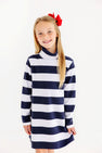 Prepletic™ Finley Funnel Dress - Nantucket Navy Rugby Stripe