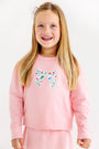 Puff Sleeve Cassidy Comfy Crewneck - Sandpearl Pink with Fair Street Floral Bow