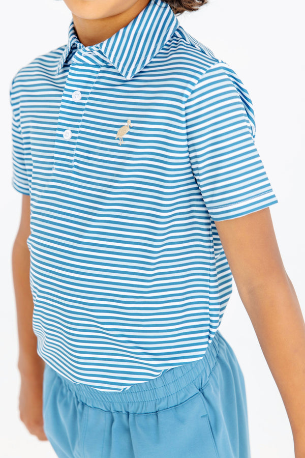 Prepletic™ Prim & Proper Polo - Sumner County Stripe (Barnsley Blue) with Keeneland Khaki Stork