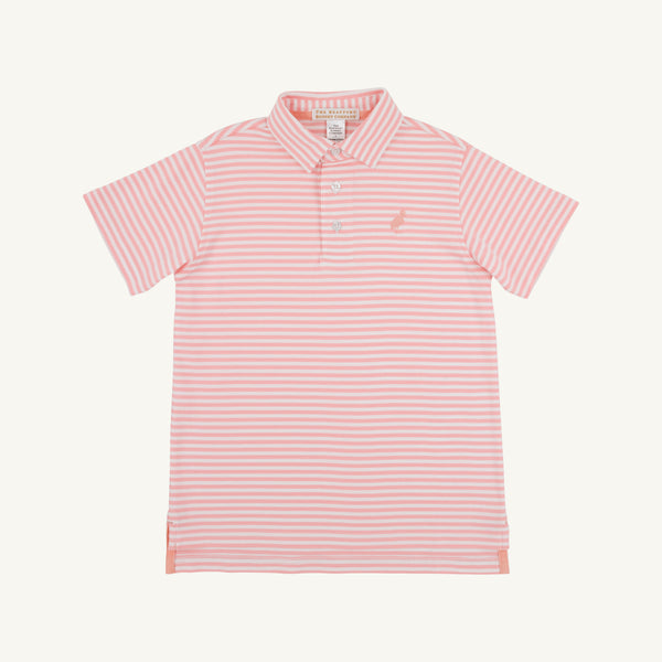 Prim & Proper Polo - Sanibel Island Stripe with Pompano Peach Stork
