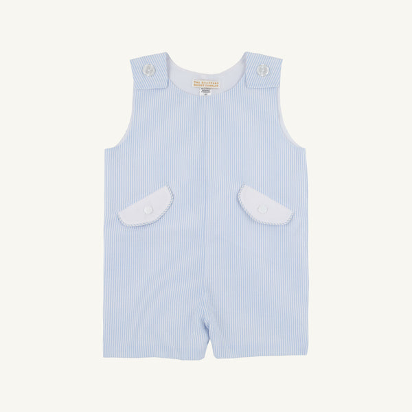 Prescott Pocket Jon Jon - Breakers Blue Seersucker with Worth Avenue White