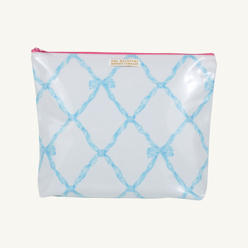 Duchess Ditty Bag - Buckhead Blue Belle Meade Bow with Hamptons Hot Pink