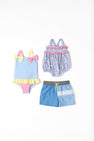 St. Bart's Bubble Bathing Suit - Briar Patch Petals with Hamptons Hot Pink