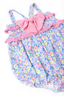 St. Bart's Bubble Bathing Suit - Briar Patch Petals with Hamptons Hot Pink