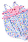 St. Bart's Bubble Bathing Suit - Briar Patch Petals with Hamptons Hot Pink