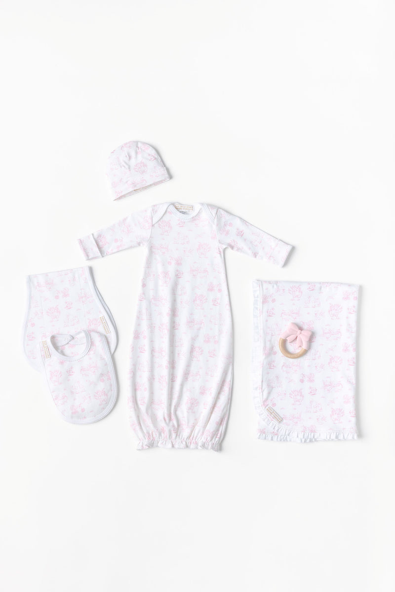 Burp Me Bib - Sir Proper's Sweet Arrival (Hamptons Hot Pink) with Worth Avenue White