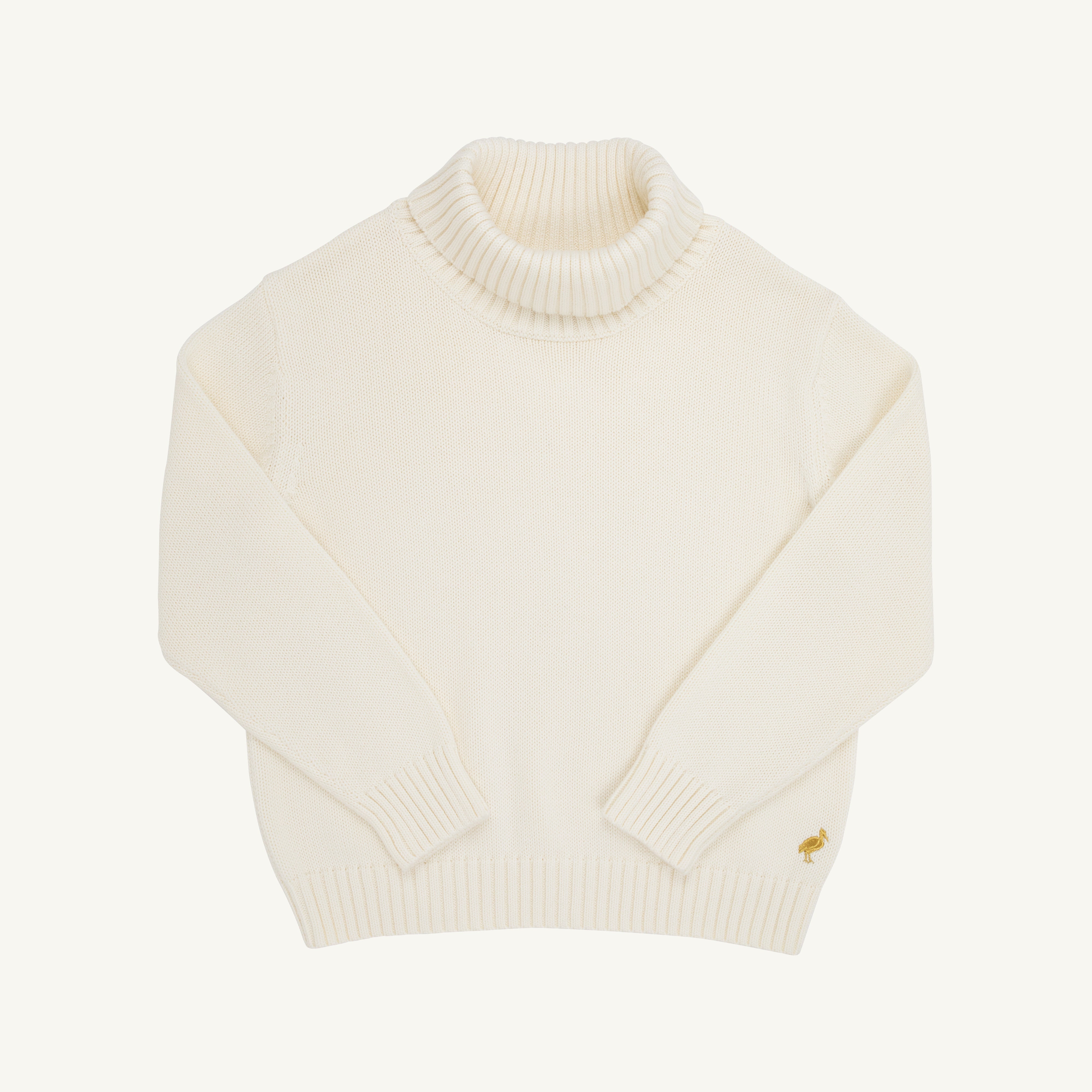 Townsend Turtleneck Sweater - Palmetto Pearl with Coral Gables Gold Metallic Stork