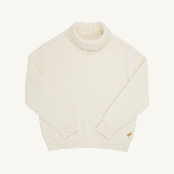 Townsend Turtleneck Sweater - Palmetto Pearl with Coral Gables Gold Metallic Stork