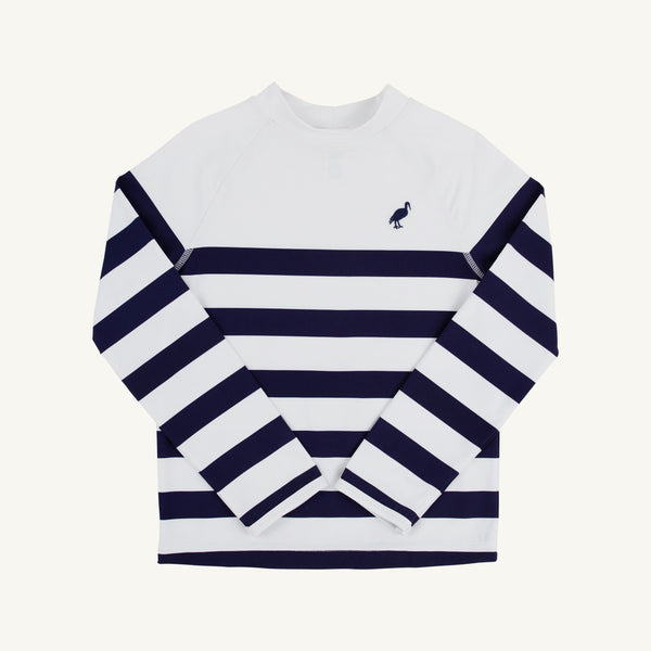 Walker's Wave Spotter Swim Shirt (UPF 35+) - Nantucket Navy Stripe with Nantucket Navy Stork