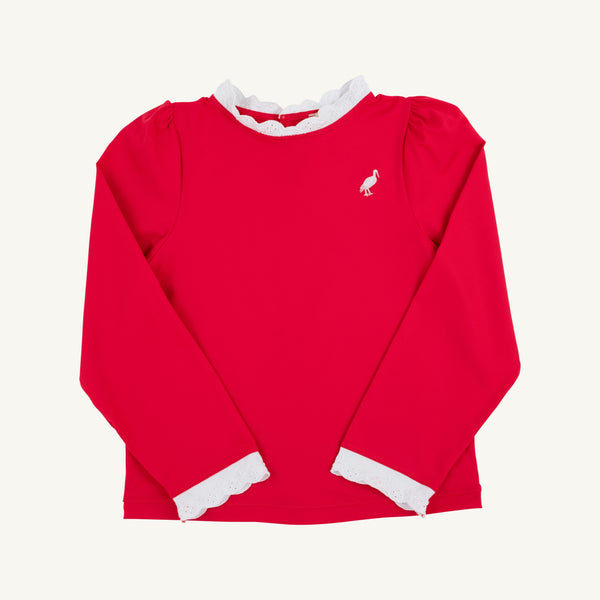 Winnie's Wave Spotter Swim Shirt (UPF 35+) - Richmond Red with Worth Avenue White Stork & Richmond Red Bow