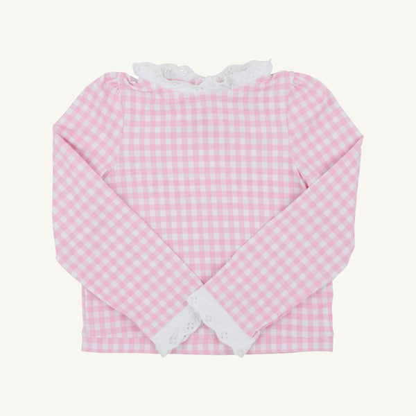 Winnie's Wave Spotter Swim Shirt - Pink Greenbrier Gingham with Worth Avenue White (UPF 35+)