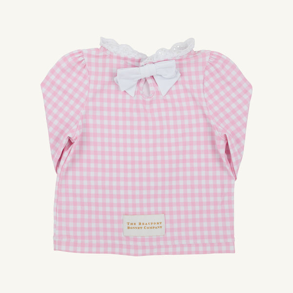 Winnie's Wave Spotter Swim Shirt - Pink Greenbrier Gingham with Worth Avenue White (UPF 35+)