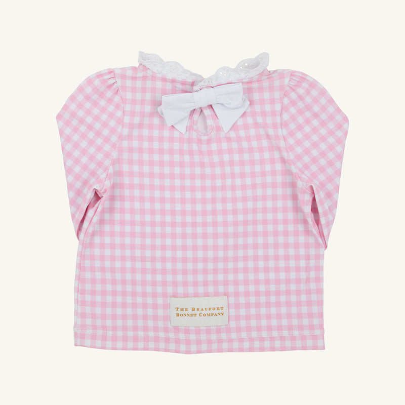 Winnie's Wave Spotter Swim Shirt - Pink Greenbrier Gingham with Worth Avenue White (UPF 35+)