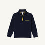 Sure! Here’s a rewritten version using the provided product data: The Beaufort Bonnet Company Michigan Hayword Half-Zip in Michigan Blue with Michigan Yellow features a stylish half-zip design, long sleeves, and a stand-up collar. With “Wolverines” embroidered in yellow on the left chest, this pullover is perfect gameday apparel for any Wolverine fan.