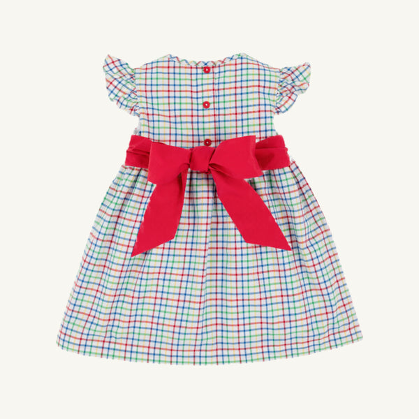 Addie Angel Sleeve Dress - Kindness Wins Windowpane with Richmond Red and Apple Applique