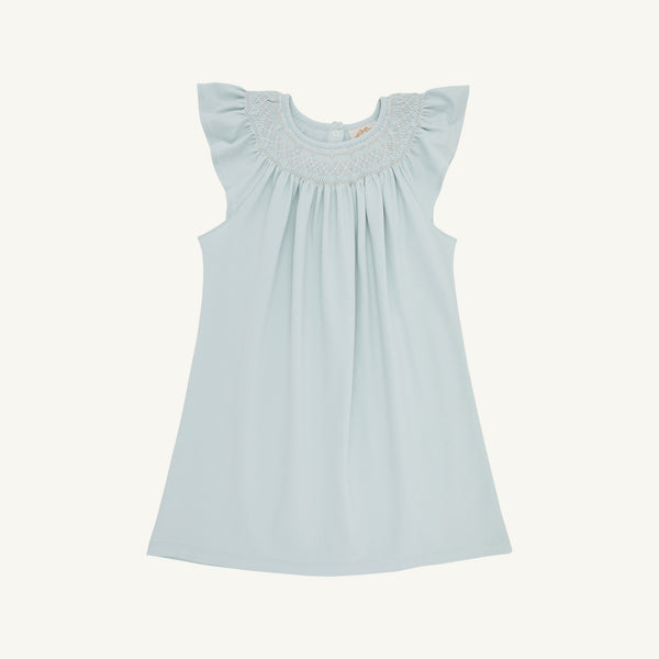 Angel Sleeve Sandy Smocked Dress - Old Greenwich Green with Palmetto Pearl