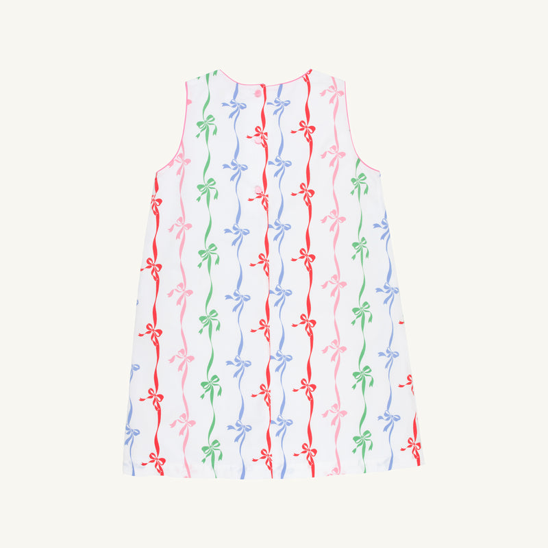 Annie Apron Dress - Bell Court Bows with Hamptons Hot Pink