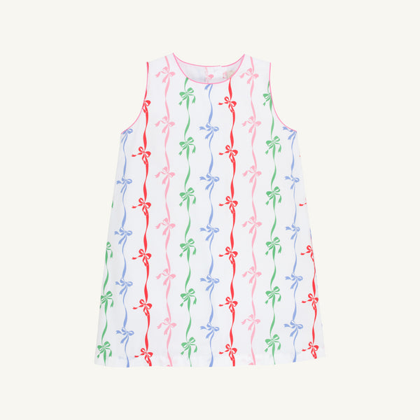 Annie Apron Dress - Bell Court Bows with Hamptons Hot Pink