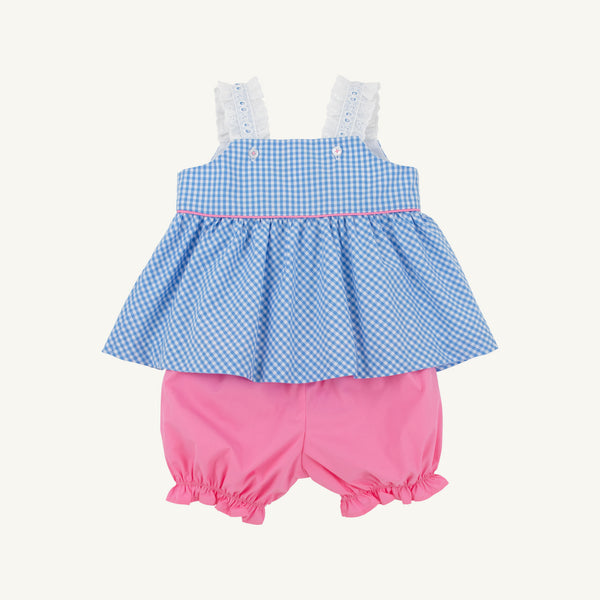 Babs Bloomer Set - Sunrise Blvd. Blue Mini Gingham with Hamptons Hot Pink