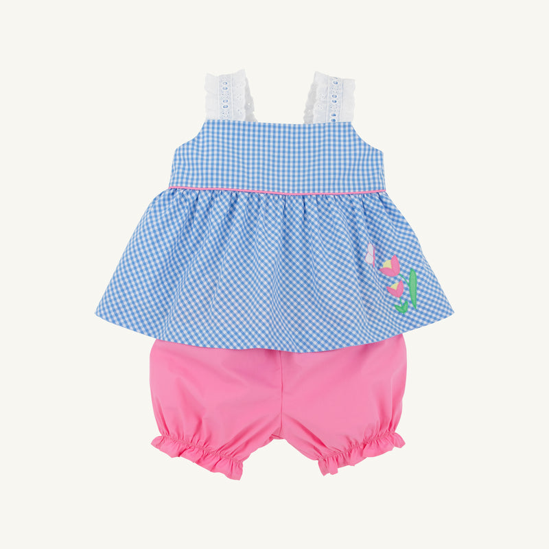 Babs Bloomer Set - Sunrise Blvd. Blue Mini Gingham with Hamptons Hot Pink