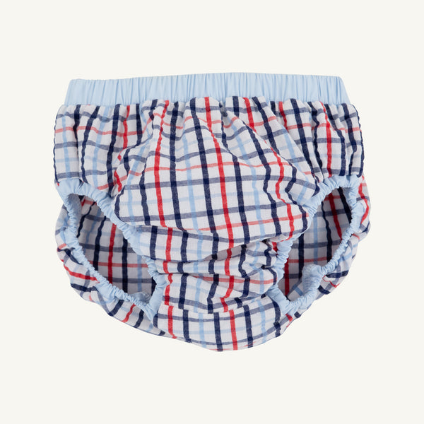 Beach Bum Cover - Pierce Mill Plaid Seersucker with Buckhead Blue