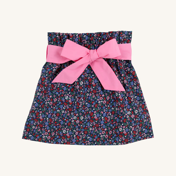 Beasley Bow Skirt - Fairfax Farm Floral with Hamptons Hot Pink