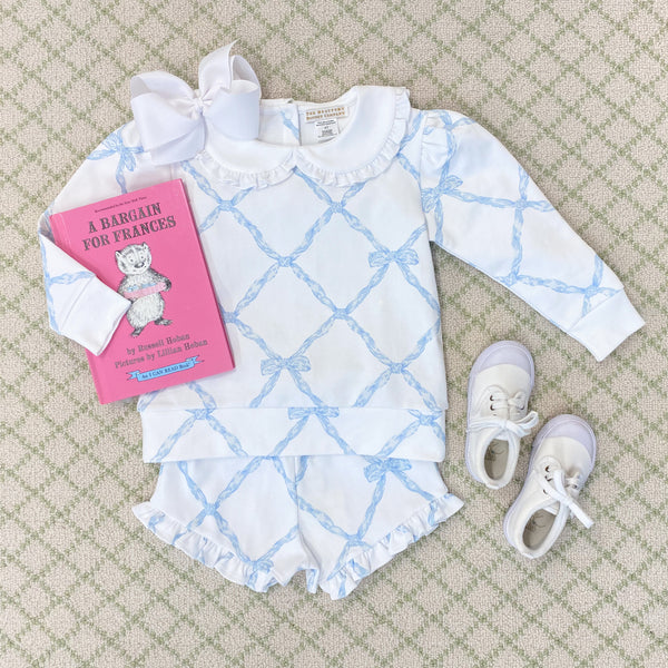 Maude's Ruffle Cassidy Comfy Crewneck - Buckhead Blue Belle Meade Bow