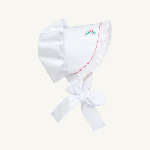 Bellefaire Bonnet - Worth Avenue White with Holly Embroidery