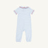 Benny Button Romper - Beale Street Blue Stripe with Richmond Red
