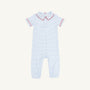 Benny Button Romper - Beale Street Blue Stripe with Richmond Red