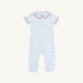 Benny Button Romper - Beale Street Blue Stripe with Richmond Red