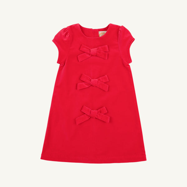 Betts Bow Dress (Velveteen) - Richmond Red