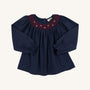 Bettye Sue Smocked Top - Nantucket Navy with Richmond Red & Worth Avenue White Bows