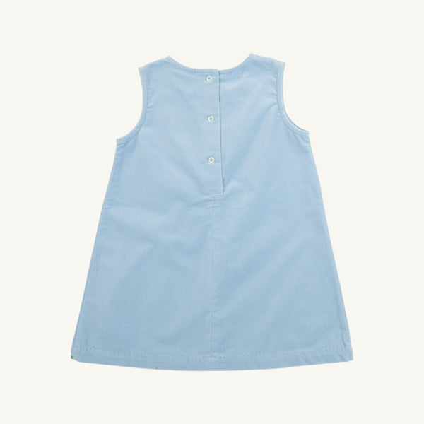 Blake Button Dress (Velveteen) - Barrington Blue & Kiawah Kelly Green