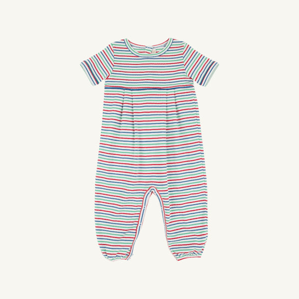 Bradford Romper - Simsbury Stripe with Wood Boat Blue