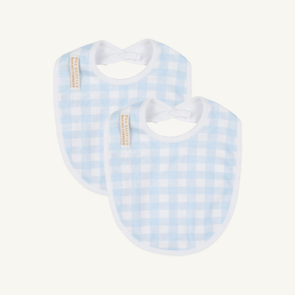Burp Me Bib (2-Pack) - Buckhead Blue Gingham with Worth Avenue White