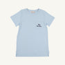 Carter Crewneck - Buckhead Blue with Nantucket Navy Big Brother light blue Pima cotton crewneck t-shirt with a chest pocket embroidered with Big Brother in navy blue, perfect as a baby announcement outfit.