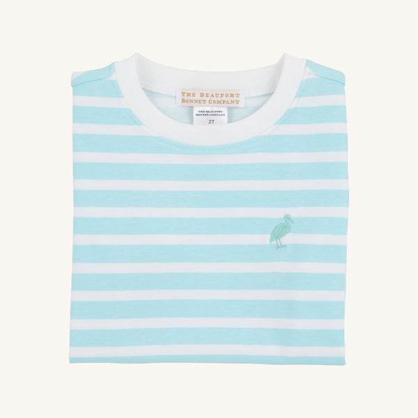 Carter Crewneck - Edisto Egg Blue Stripe with Turks Teal Stork