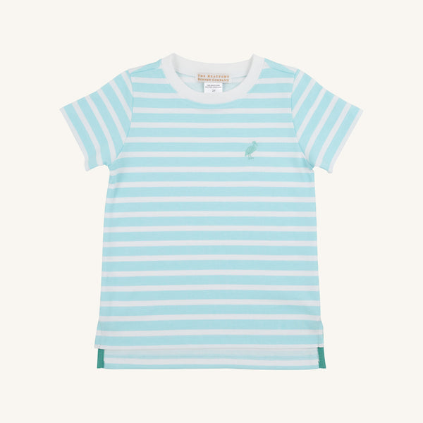 Carter Crewneck - Edisto Egg Blue Stripe with Turks Teal Stork
