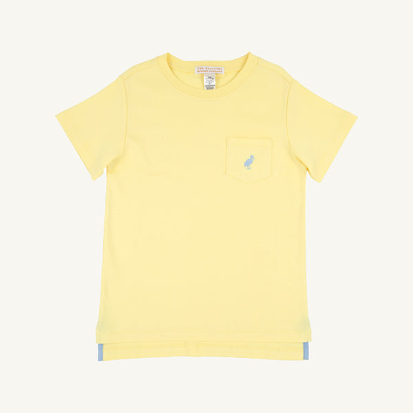 Carter Crewneck - Lake Worth Yellow with Sarasota Sky Stork