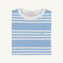 Carter Crewneck - Saddle Ridge Stripe (Sarasota Sky) with Gibson Island Green Stork