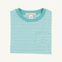 Carter Crewneck - Turks Teal Stripe with Turks Teal Stork