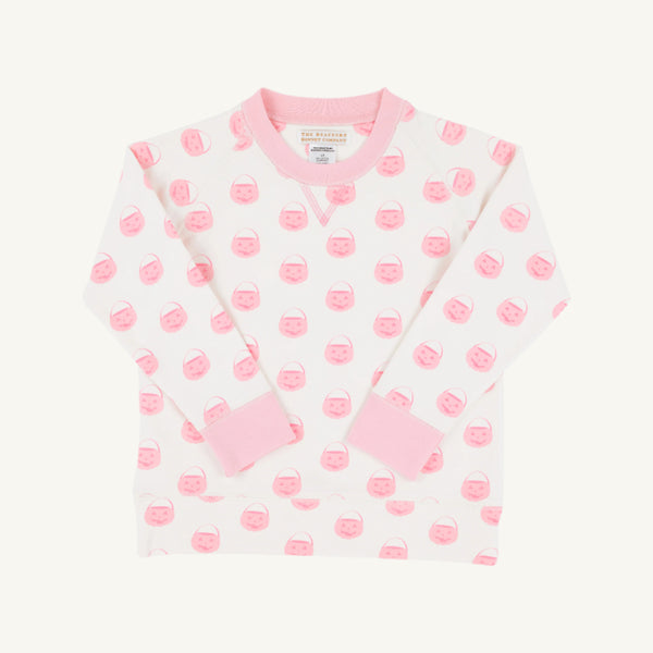 Cassidy Comfy Crewneck - Vintage-Prep Pumpkin Pails with Sandpearl Pink