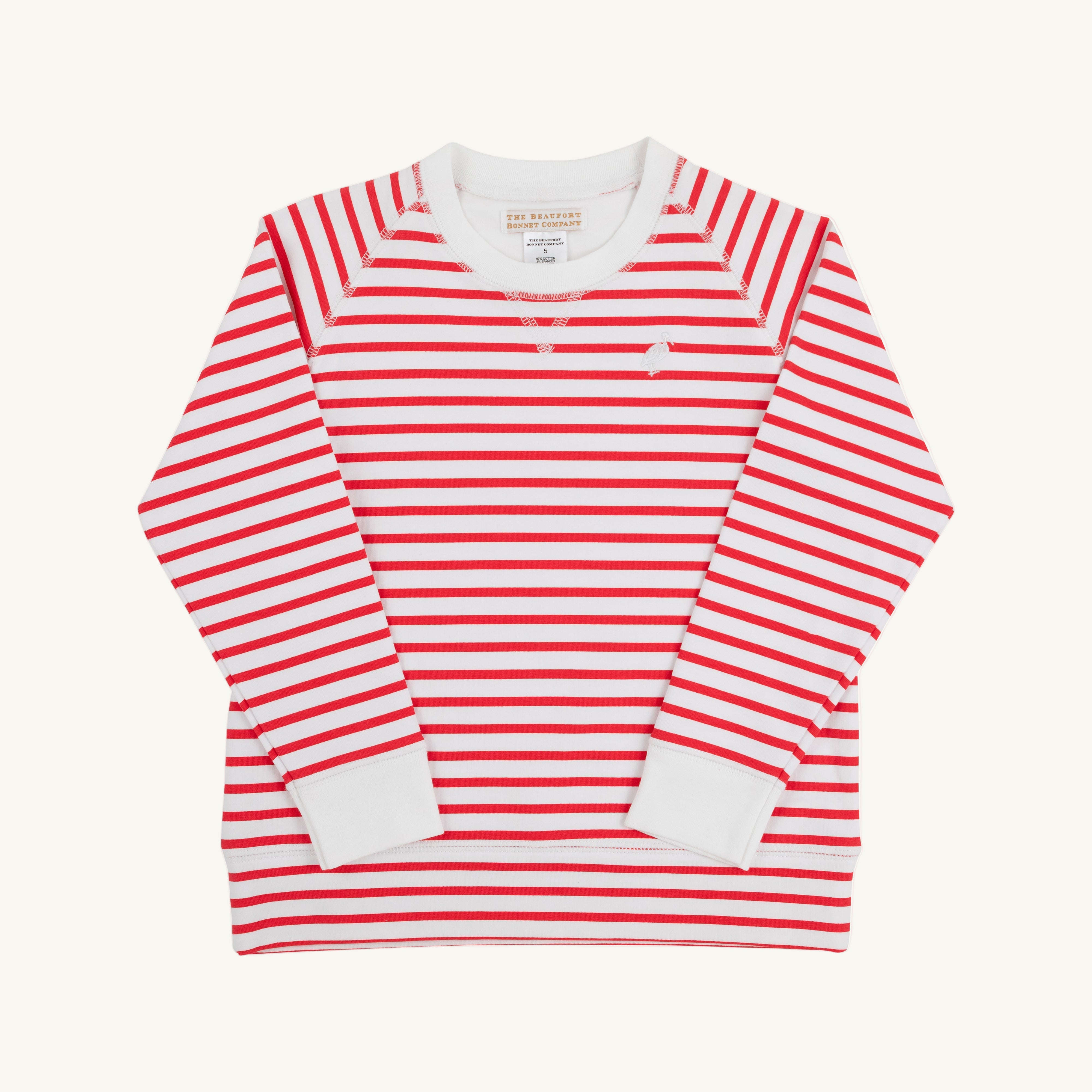 Cassidy Comfy Crewneck - Richmond Red Stripe with Worth Avenue White Stork