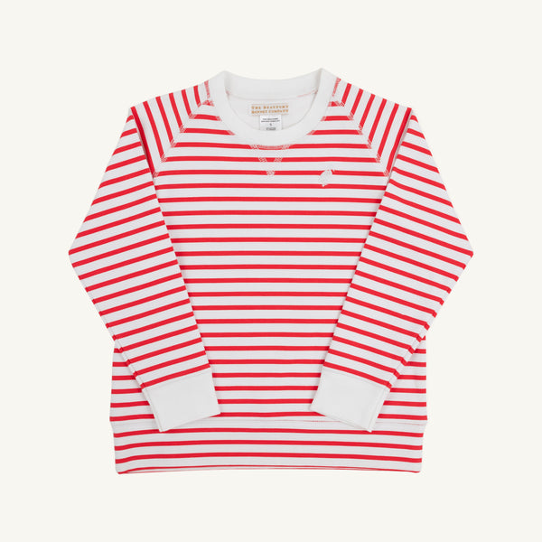 Cassidy Comfy Crewneck - Richmond Red Stripe with Worth Avenue White Stork