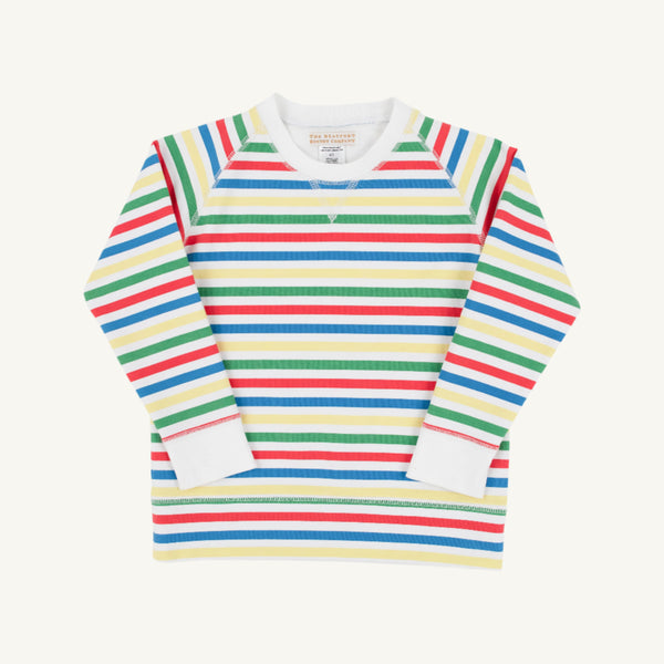Cassidy Comfy Crewneck - Portland Sealife Stripe with Worth Avenue White