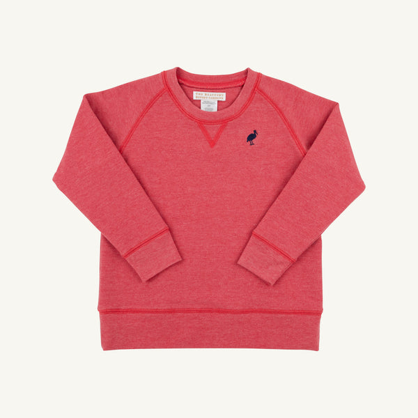 Cassidy Comfy Crewneck - Richmond Red Heathered with Nantucket Navy Stork
