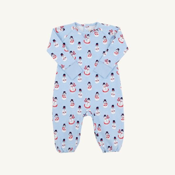 Cassidy Comfy Crewneck Romper - Frosty Friends with Beale Street Blue